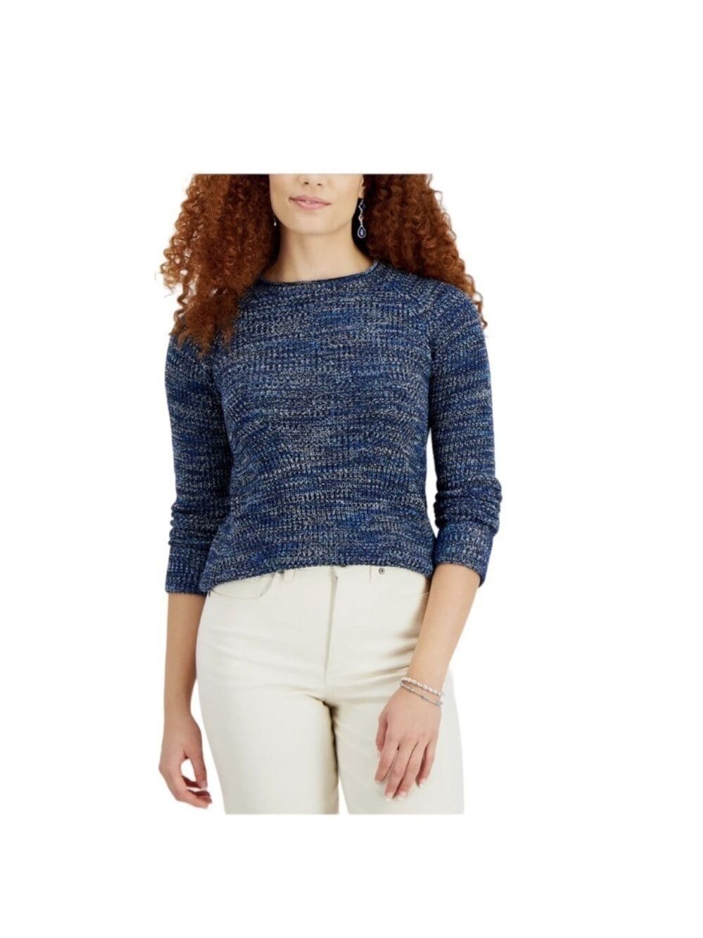 Style & Co. Blue Space-Dyed Long Sleeve Sweater NWT Size L